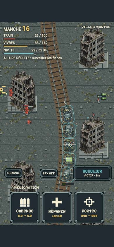 Le bouclier protège le train pendant une attaque.