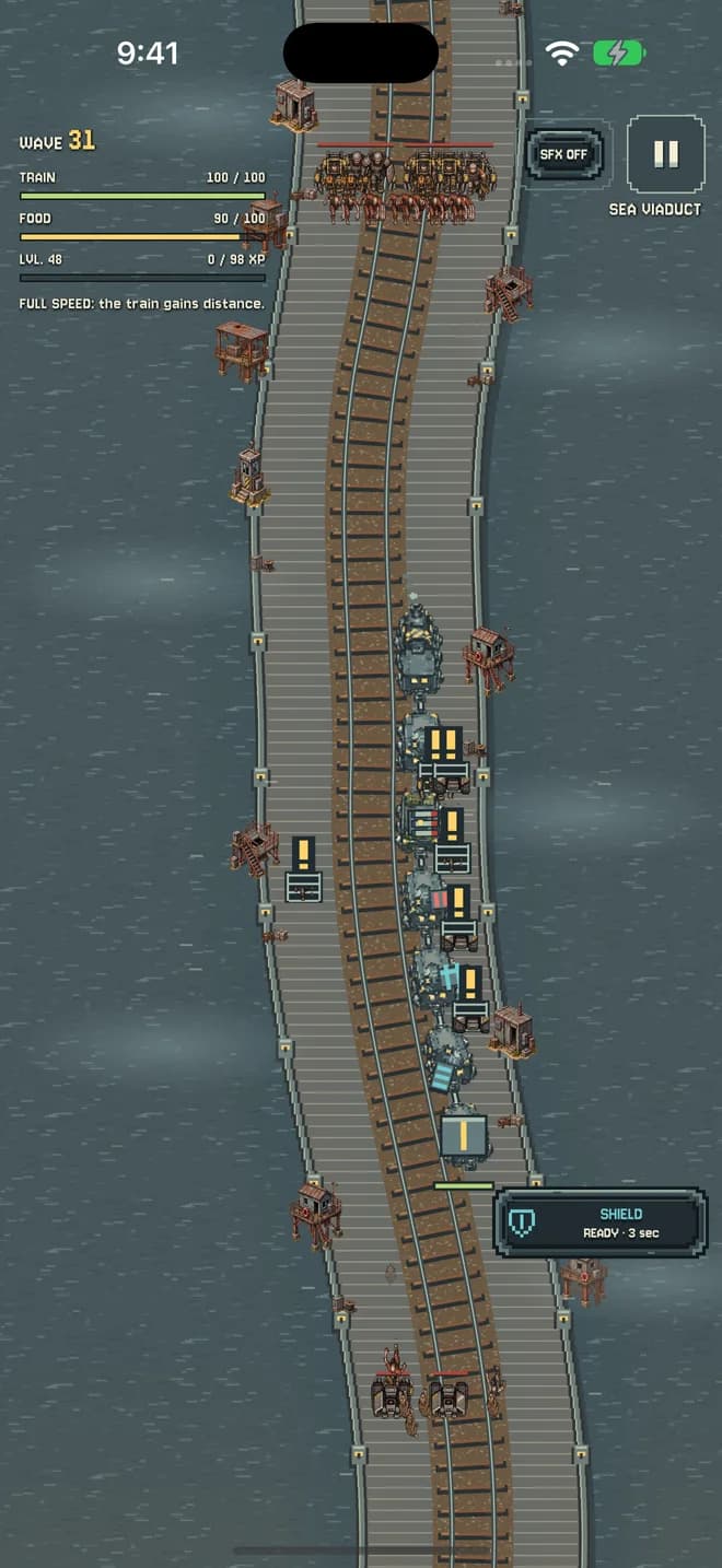 The convoy travels through a coastal landscape.