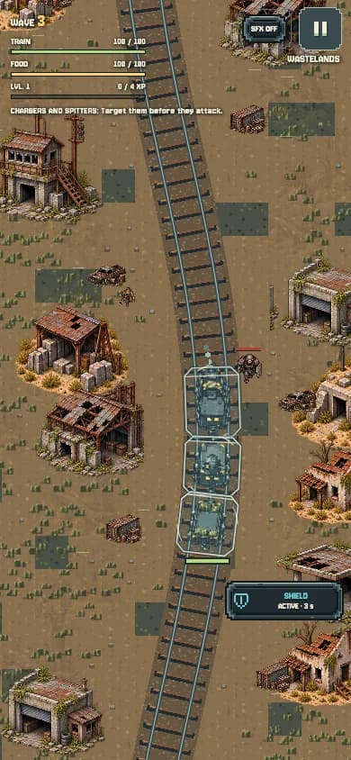 The train's shield activated during combat.