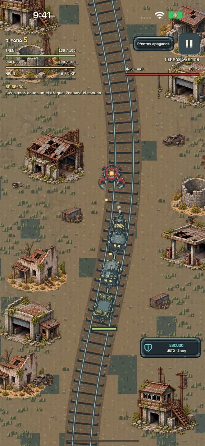 Brise-rail se acerca al convoy en la oleada 5.