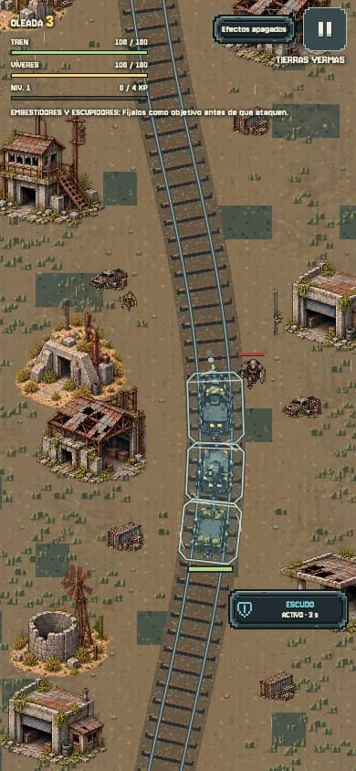 El escudo del tren activado durante un combate.