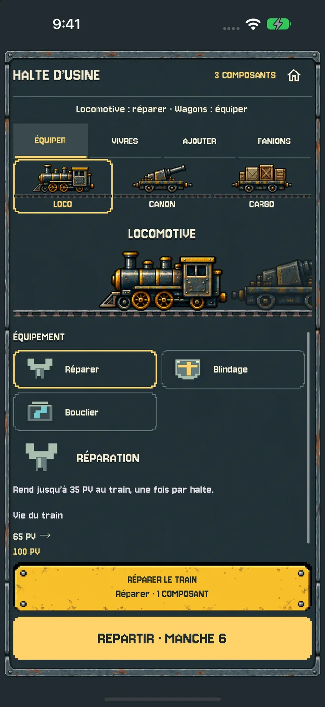 L’usine permet de réparer la locomotive et d’équiper les wagons.